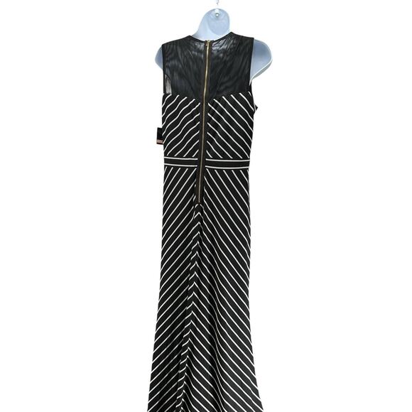 Just Taylor Bodycon Fit and Flair Maxi Black and White Striped Dress 10 NWT - Picture 6 of 7